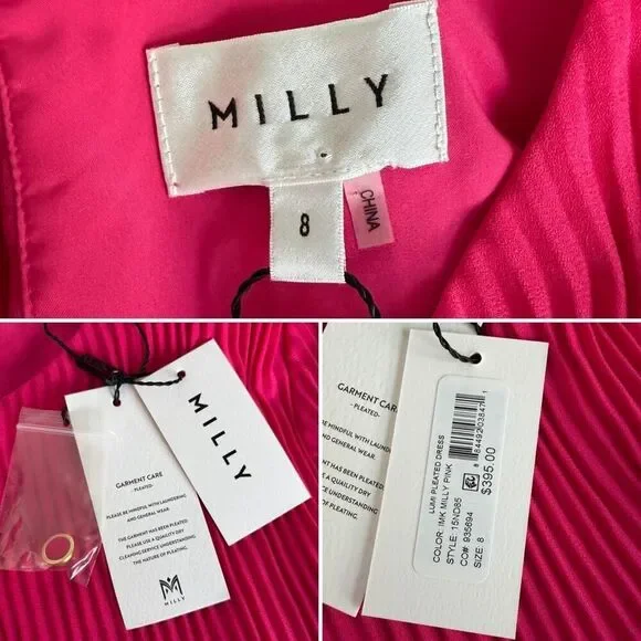 Milly Lumi Pleated Mini Dress Milly Pink Size 8
